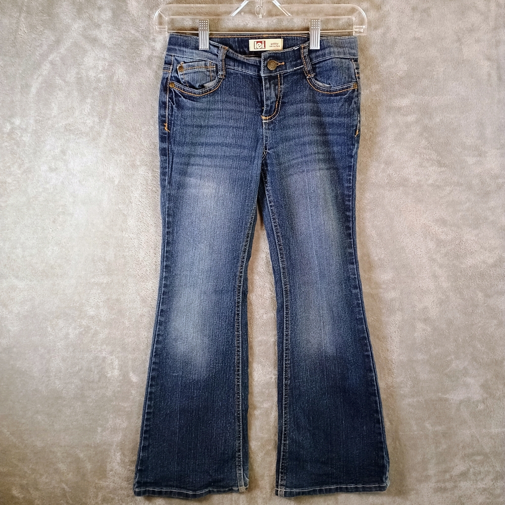 LEI Girls Gabby Low Rise Flare Dark Blue Size 10 Jeans